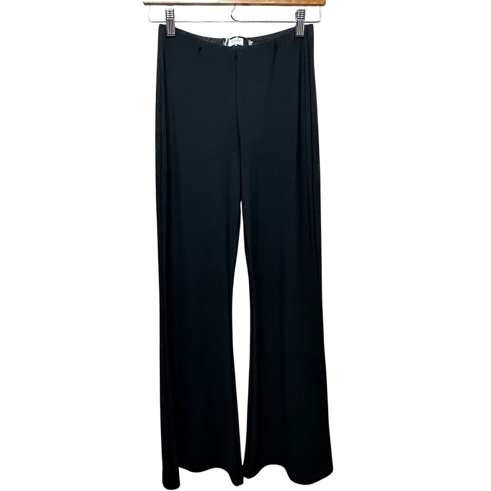 Sympli Flare Leg Pull On Pants Womens 6 Black Wide Leg High Rise Stretch Jersey